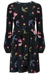 Sugarhill Brighton Women's Oksana Mini Dress, Black, Rainbow Folk Bird In Multi