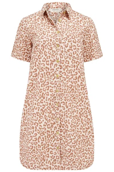 Sugarhill Brighton Women's Orange Zoe Mini Shirt Dress Stone, Classic Leopard In Brown