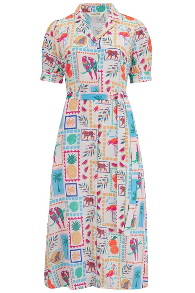 Sugarhill Brighton Women's Penelope Midi Shirt Dress Off-white, Jungle Tile