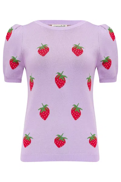Sugarhill Brighton Women's Pink / Purple Dominique Knit Top Lilac, Summer Strawberry In Pink/purple