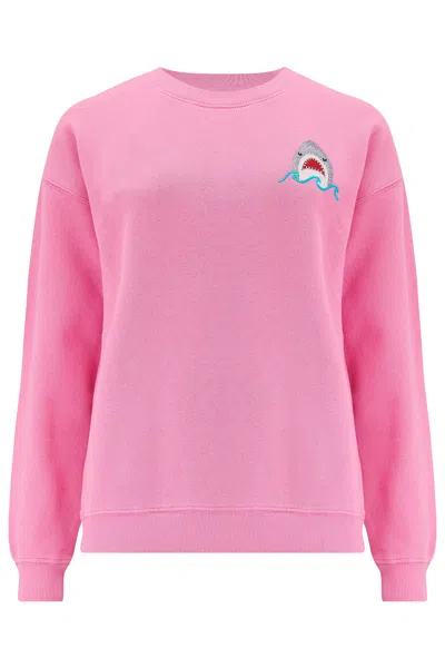 Sugarhill Brighton Women's Pink / Purple Noah Sweatshirt Pink, Shark Embroidery In Pink/purple