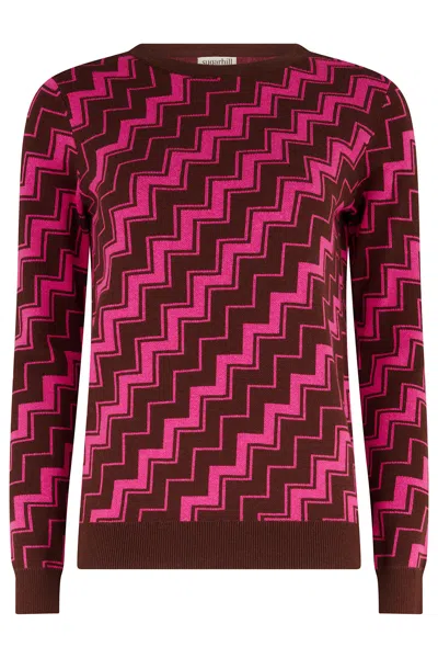Sugarhill Brighton Women's Pink Rowena Sweater Berry Diagonal Stripe