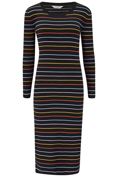 Sugarhill Brighton Women's Renata Jersey Rib Midi Dress Black, Multi, Autumn Rainbow Stripe