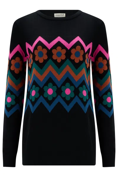 Sugarhill Brighton Women's Rita Jumper Black Flower Chevron