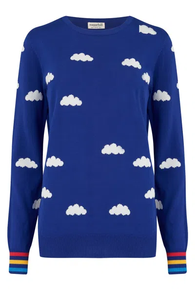 Sugarhill Brighton Women's Rita Sweater Cobalt Blue, Dreamy Clouds