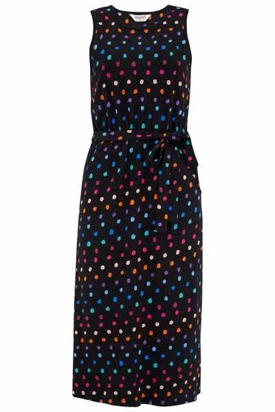 Sugarhill Brighton Women's Rory Jersey Midi Dress Black, Rainbow Painterly Spot