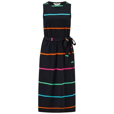 Sugarhill Brighton Women's Rory Racer Jersey Midi Dress , Black, Spaced Eighties Stripe