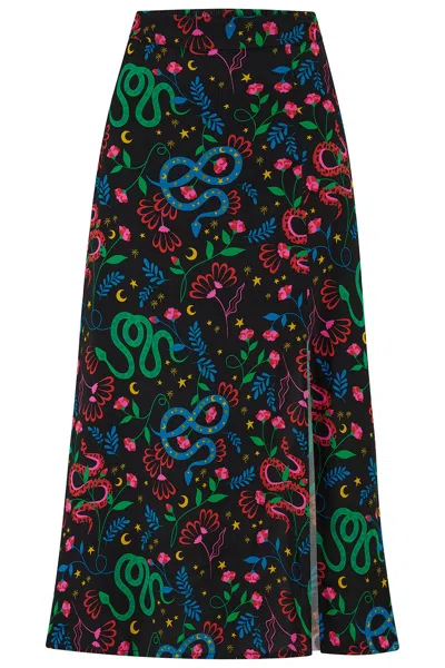 Sugarhill Brighton Women's Rosalind Skirt Black Snake Floral In Multi