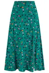 Sugarhill Brighton Women's Rosalind Skirt Green, Rainbow Dappled Spot In Green