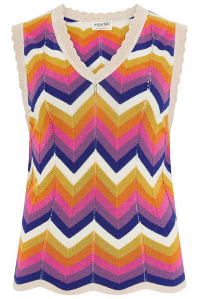 Sugarhill Brighton Women's Rosy Knit Vest Multi, Sunset Chevron