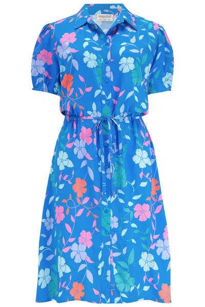 Sugarhill Brighton Women's Salma Shirt Dress Blue, Rainbow Floral Vine