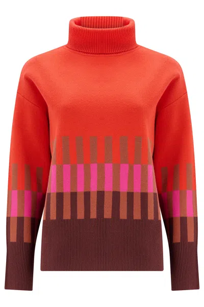Sugarhill Brighton Women's Serita Roll Neck Sweater Orange Stripe