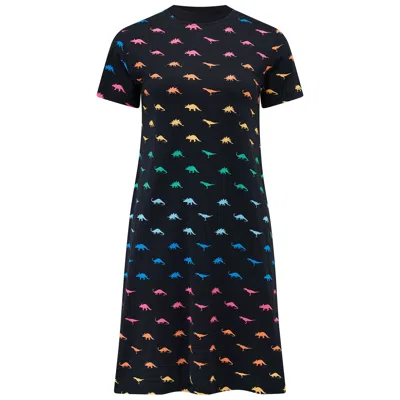 Sugarhill Brighton Women's Sia T-shirt Dress Black, Jurassic Jive Rainbow
