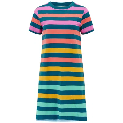 Sugarhill Brighton Women's Sia T-shirt Dress Green, Multi, Staggered Pop Rainbow
