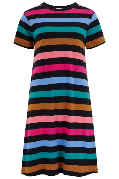 Sugarhill Brighton Women's Sia T-shirt Dress Black, Multi, Alternating Stripes