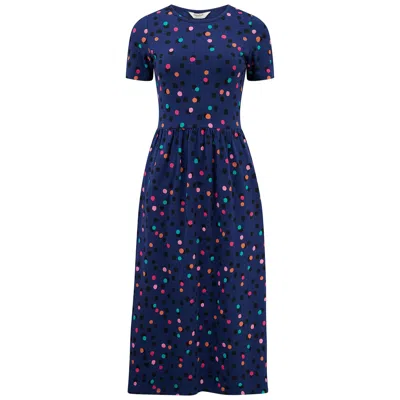 Sugarhill Brighton Women's Sofia Jersey Midi Dress, Blue, Dappled Rainbow Spot