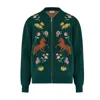 Sugarhill Brighton Women's Solana Knitted Bomber Green, Wild Horses In Green