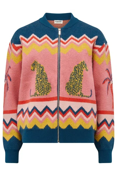 Sugarhill Brighton Women's Solana Knitted Bomber Multi, Leopard And Palms