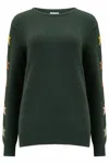 Sugarhill Brighton Women's Stacey Sweater Green, Autumnal Star Sleeves In Green