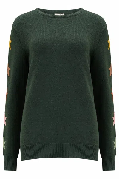 Sugarhill Brighton Women's Stacey Sweater Green, Autumnal Star Sleeves