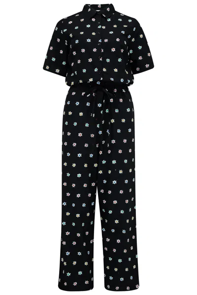 Sugarhill Brighton Women's Thelma Jumpsuit Black, Flower Polka Rainbow