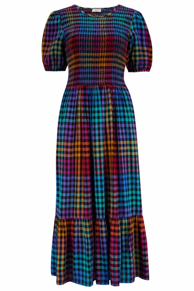 Sugarhill Brighton Women's Yolanda Midi Shirred Dress Multi, Dark Gingham
