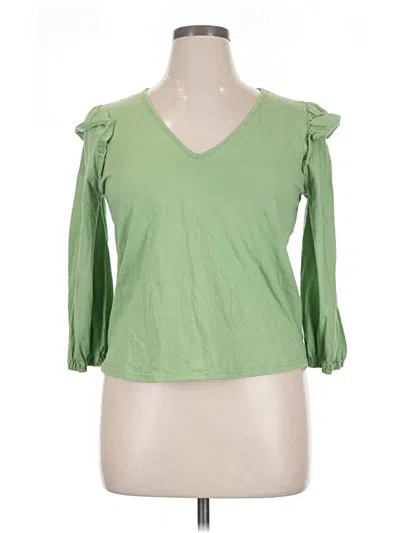 Pre-owned Sugarlips 3/4 Sleeve Top Green Sweetheart Neckline Tops