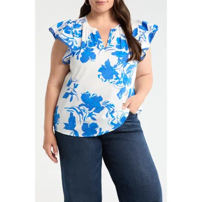 Sugarlips Aby Floral Carya Ruffle Cotton Top In Multi