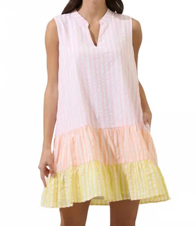 Sugarlips Addely Striped Color Block Shift Mini Dress In Pink Stripe