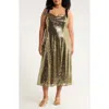 Sugarlips Adelisa Sequin Tie Strap Midi Dress In Gold