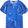 Sugarlips Adi Maris Floral Cotton Poplin Top In Blue
