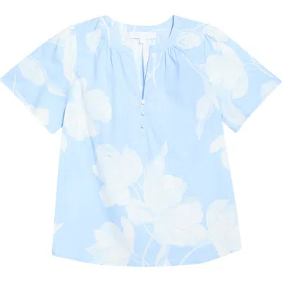 Sugarlips Afina Floral Cotton Top In Blue
