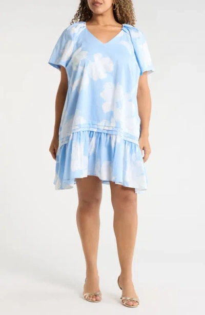 Sugarlips Afina Floral Seruma Shift Minidress In Blue