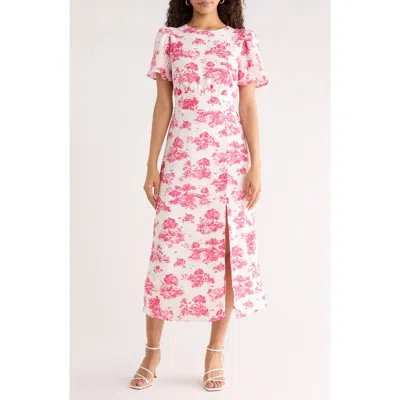 Sugarlips Ainsley Meadow Bloom Midi Dress In Pink