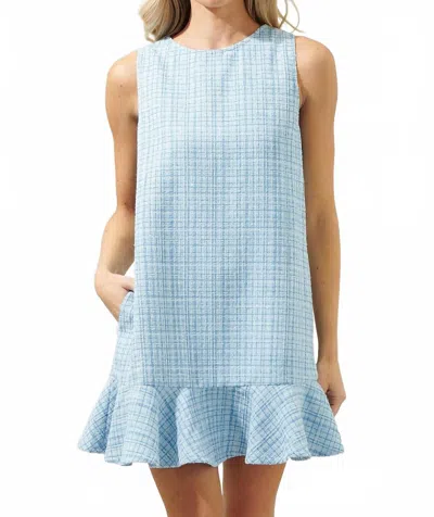 Sugarlips Alana Tweed Sleeveless Shift Dress In Light Blue