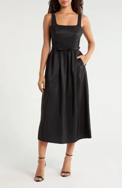 Sugarlips Alani Clio Pleat Midi Dress In Black