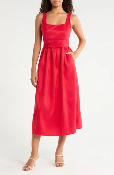 Sugarlips Alani Clio Pleat Midi Dress In Red