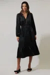 Sugarlips Alexia Satin Balloon Sleeve Midi Dress In Black