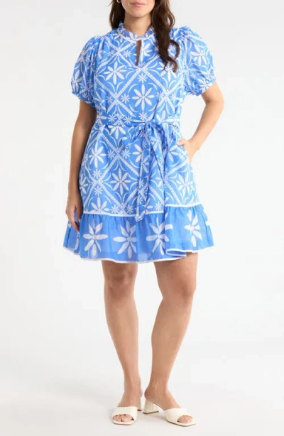 Sugarlips Alexie Floral Print Tie Waist Dress In Black
