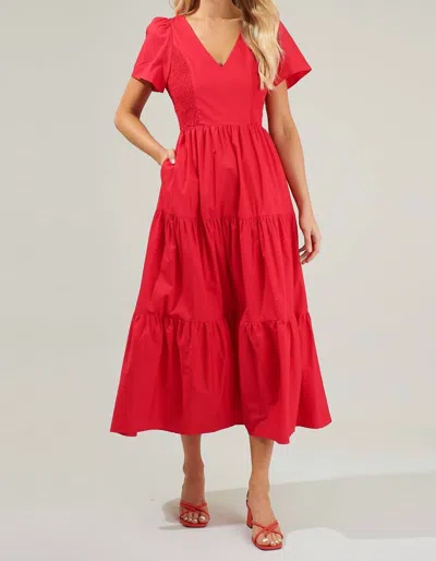 Sugarlips Alexis Midi Dress In Cherry Red
