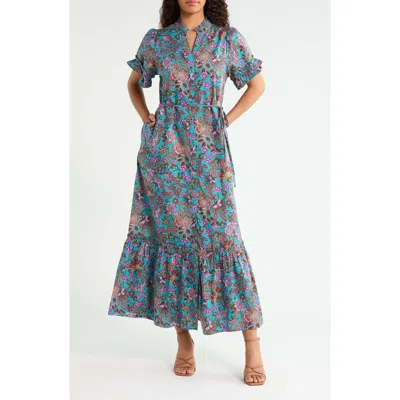 Sugarlips Alna Button Up Midi Dress In Multi
