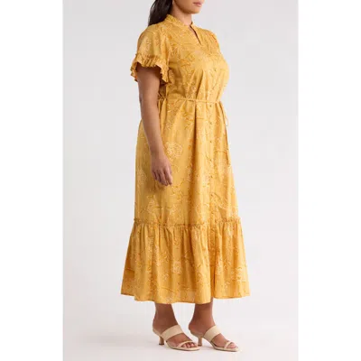 Sugarlips Alna Cotton Button Up Midi Dress In Yellow