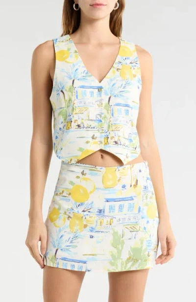 Sugarlips Amalfi Coast Kayri Buttoned Crop Top In Multi