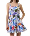 Sugarlips Amania Floral Nayra Tiered Poplin Mini Dress In Blue/purple In Multi