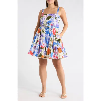 Sugarlips Amania Floral Nayra Tiered Poplin Minidress In Multi