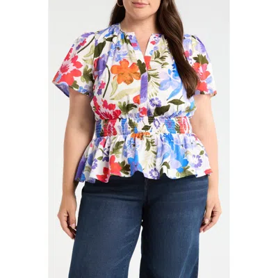 Sugarlips Amania Floral Sarina Smocked Top In Multi