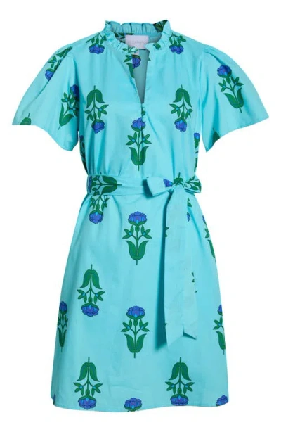 Sugarlips Amena Floral Ema Belted Cotton Dress In Multi
