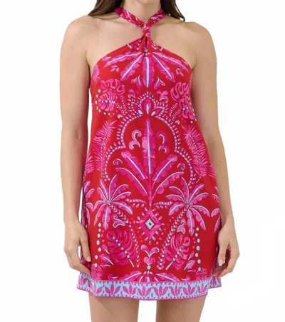 Sugarlips Amory Halter Mini Dress In Burgundy Pink In Red