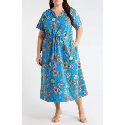 Sugarlips Anabelle Floral Fatima Midi Dress In Blue