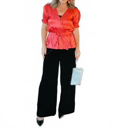 Sugarlips Anastasia Peplum Blouse In Pink Organza In Orange